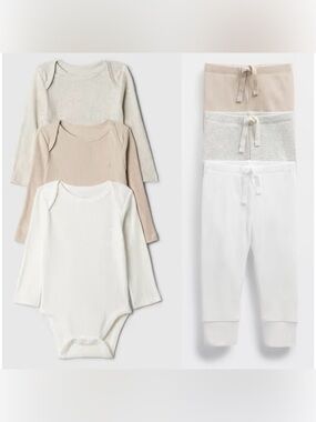 GAP NWT Ribbed 3 Long-Sleeve Bodysuit Set and pant sets 12-18m